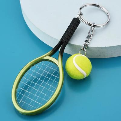 1pcs Simulation Mini Tennis Racket Ball Keychain Pendant Portable Tennis Shaped Bag Key Ring Accessories Gift