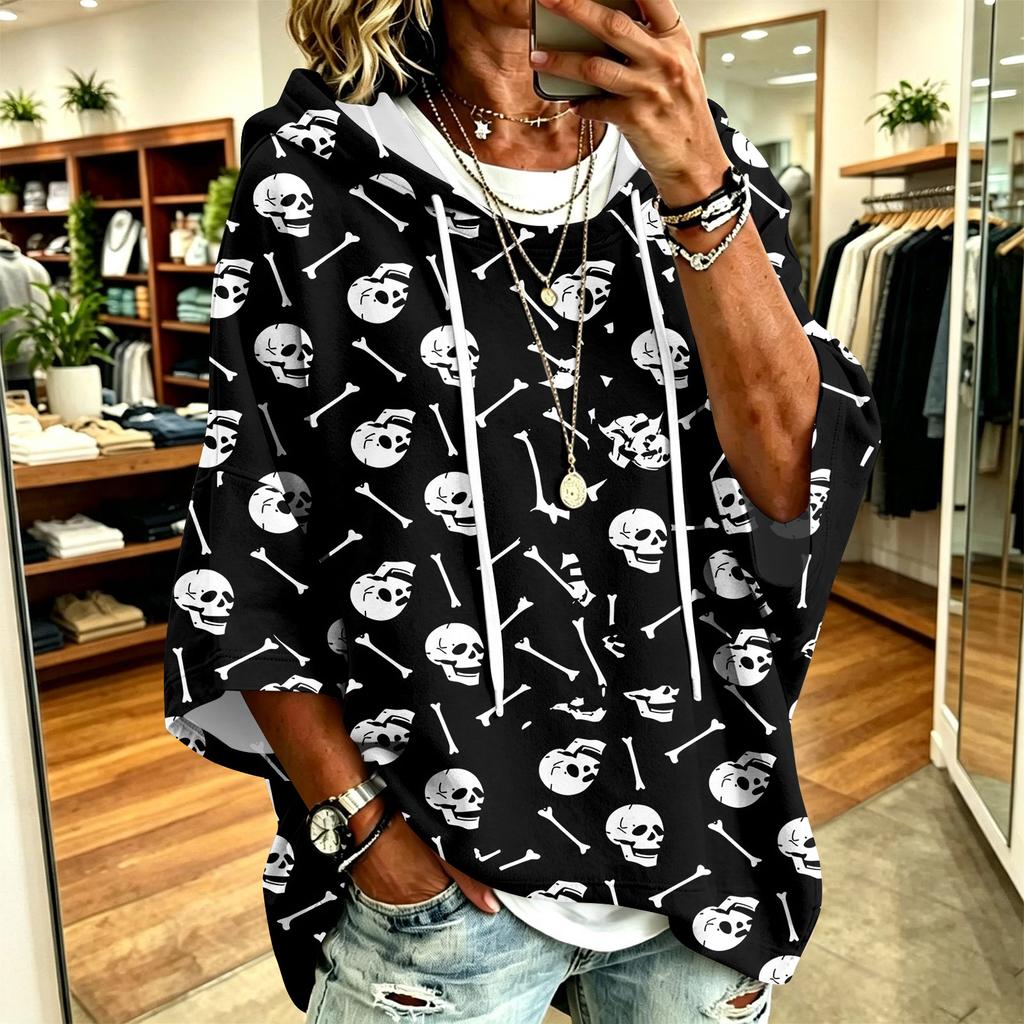 Women's Halloween Print Hoodie Loose Fit Casual Pullover