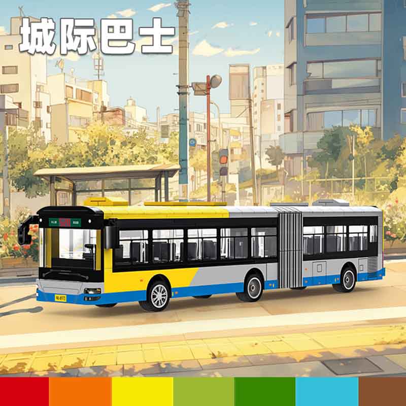 Moc 415Pcs Creative Inter City Bus Model Assembly Diy Building Blocks Decoration Children'S Puzzle Toys Birthday Gift