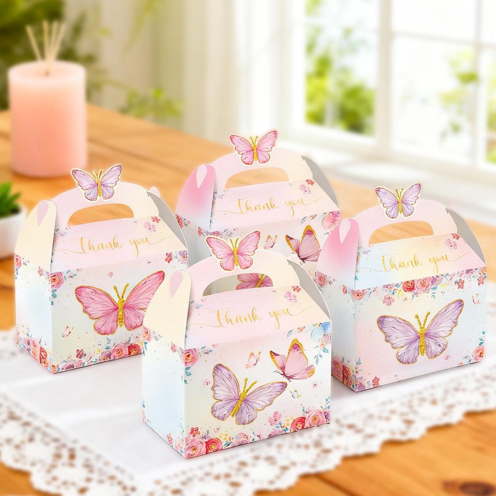 Rosa Schmetterling Teeparty Thema Süßigkeiten Geschenkbox