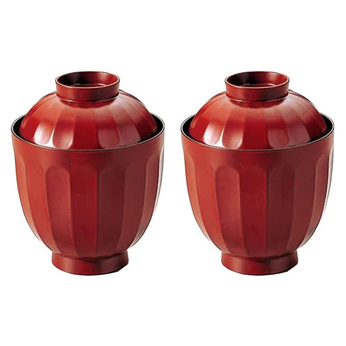 

set of small soup red vermilion J-kitchens 2-piece (pair bowls) Chrysanthemum-shaped bowls,