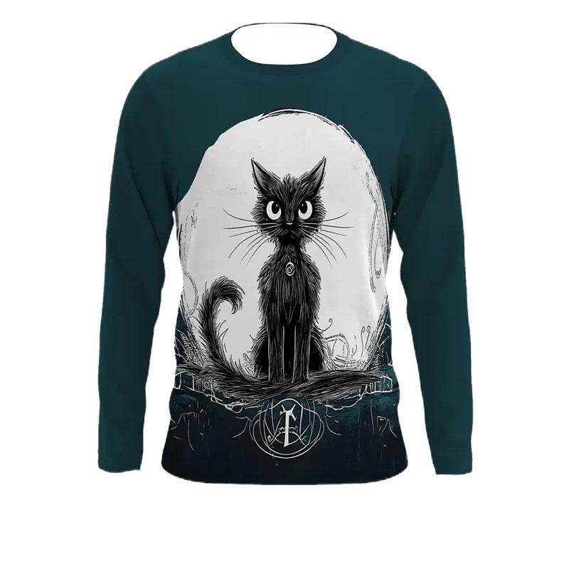 Spring and Autumn Round Neck Cute Animal Pattern 3D Printed Top Fashionable Casual Long Sleeved Men's T-shirts