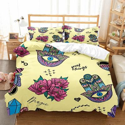 Ensembles de literie Main de Fatma Hamsa Yeux Bohèmes Housse de couette Hamsa Ensemble de housse de couette Bohème Exotique Pour Enfants Garçons Filles Couvre-lit Art Psychédélique