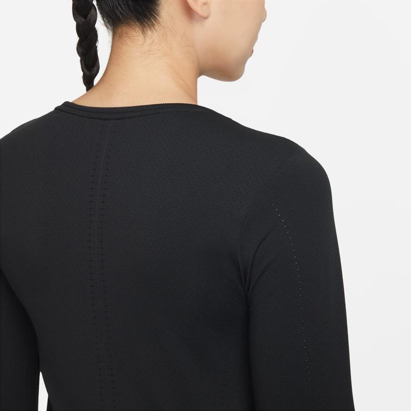 (WMNS) Nike Solid Color Round Neck Slim Fit Long Sleeves Black Gym Clothes Women's DD0594-010