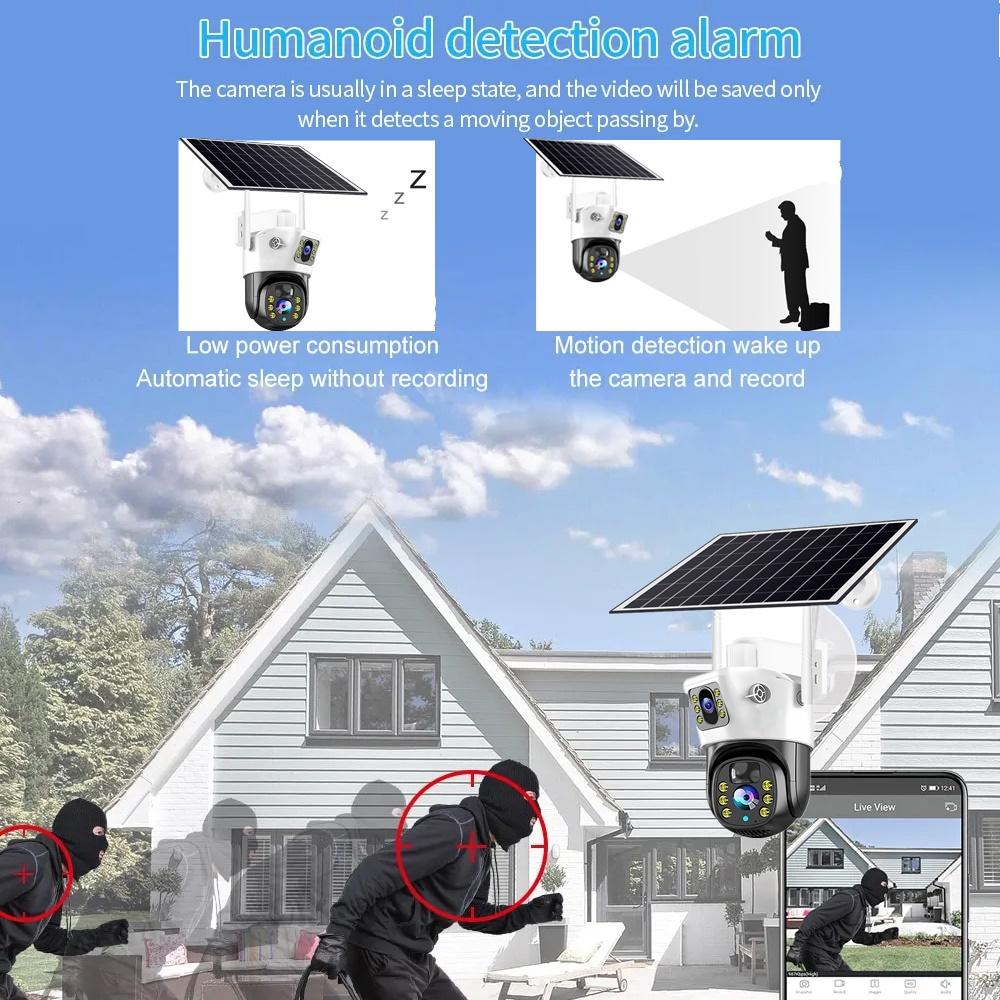 Kabellose Solar-HD-Überwachungskamera, WIFI/4G mit automatischer Solarladung und PIR-Personenerkennung, Videoüberwachung