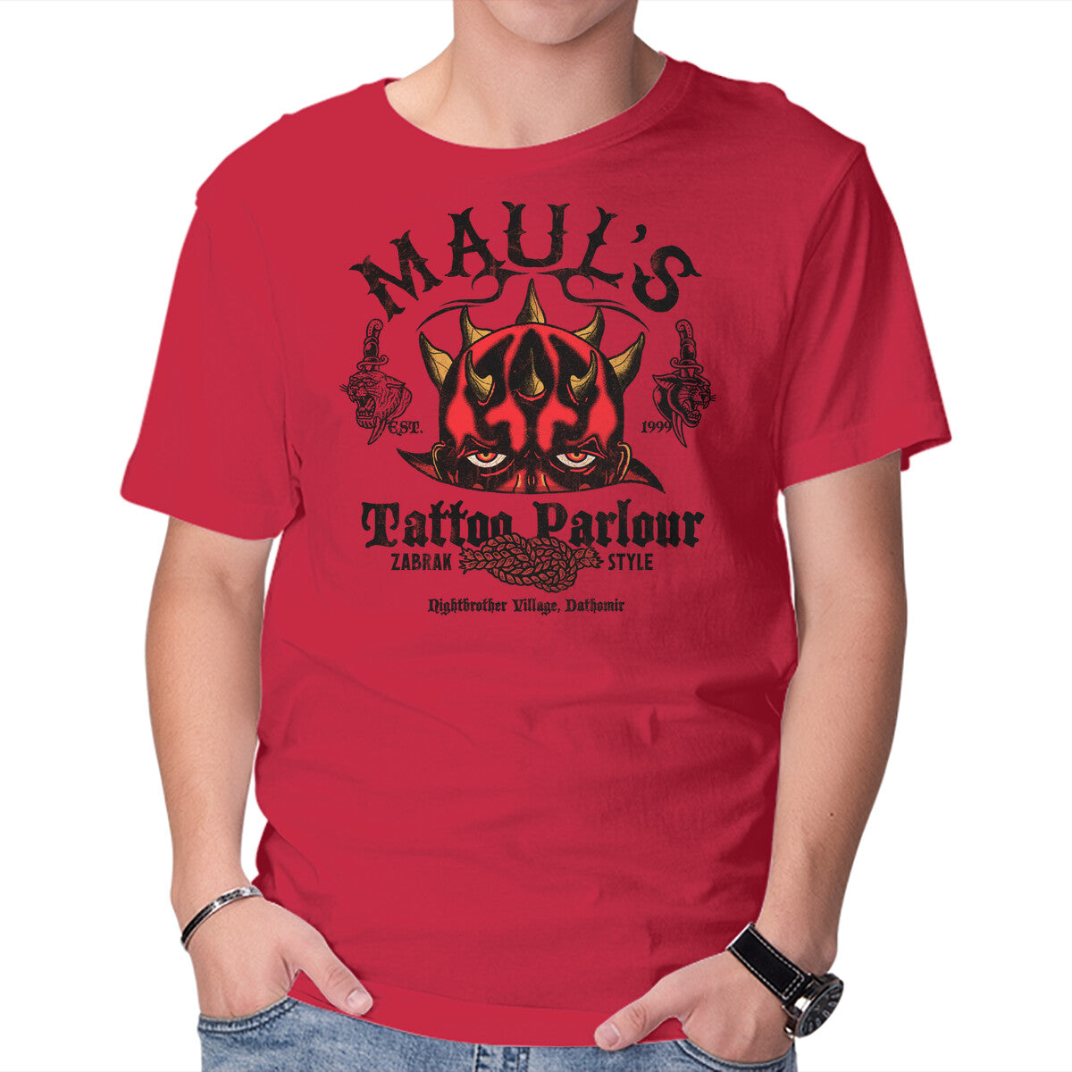 Unisex Crew Neck T-Shirt Maul s Tattoo Parlour Graphic Short Sleeve Casual Tee XXXL