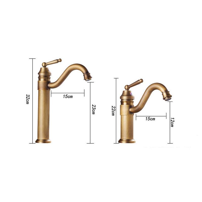 Antique Copper Bathroom Basin Faucet European Classic Style Cold Water Mixer Tap Single Handle Deck Mounted Sink Faucet For Vanity Lavatory Home