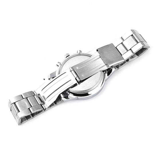 Fashion Men Round Sub-dials Decor Alloy Band Analog Quartz Wrist Watch Gift