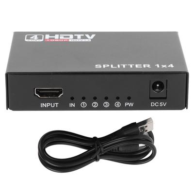 Video Splitter 1 In 4 Out 1080P Supported Plug and Play USB Power Alloy Case HD Splitter for
