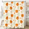 Kids Bath Shower Curtain Orange Tiger Green Leaf Floral Design for Bathroom Decorations – Machine Washable Fabric Waterproof Sho
