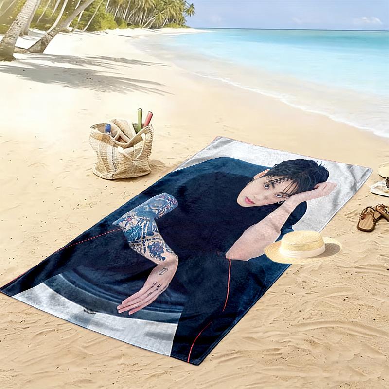Jeon Jeongguk Print Beach Towel, Large Soft Quick Dry Towel for Beach Camping Swimming