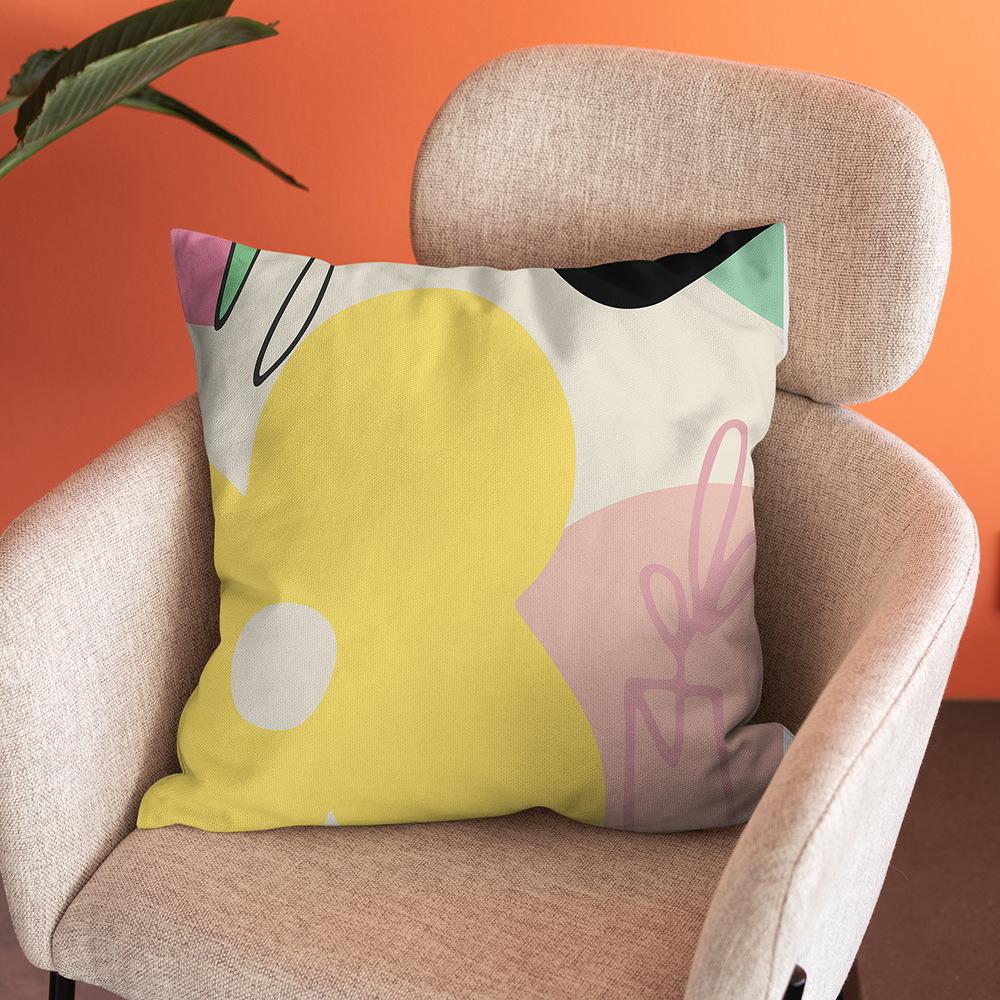Nordic Abstract Art Flower Print Pillowcase Short Plush Pastoral Simple Home Sofa Cushion Car Cushion