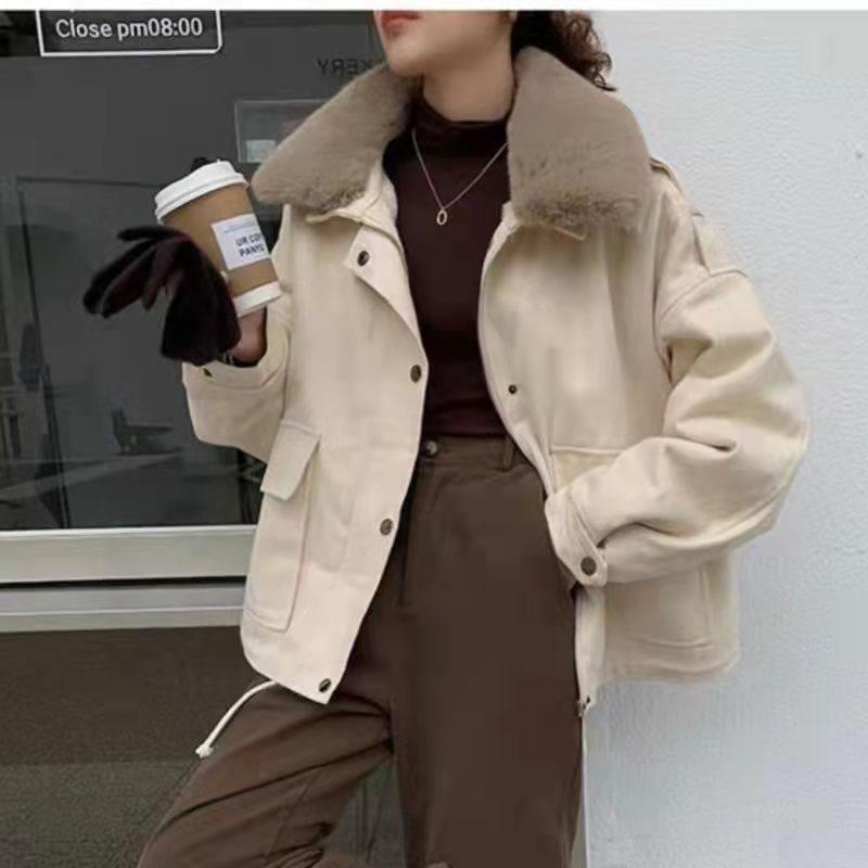 Petite Women's 2025 Winter Parka: Fleece-lined, Thickened Cotton Jacket with Fur Collar