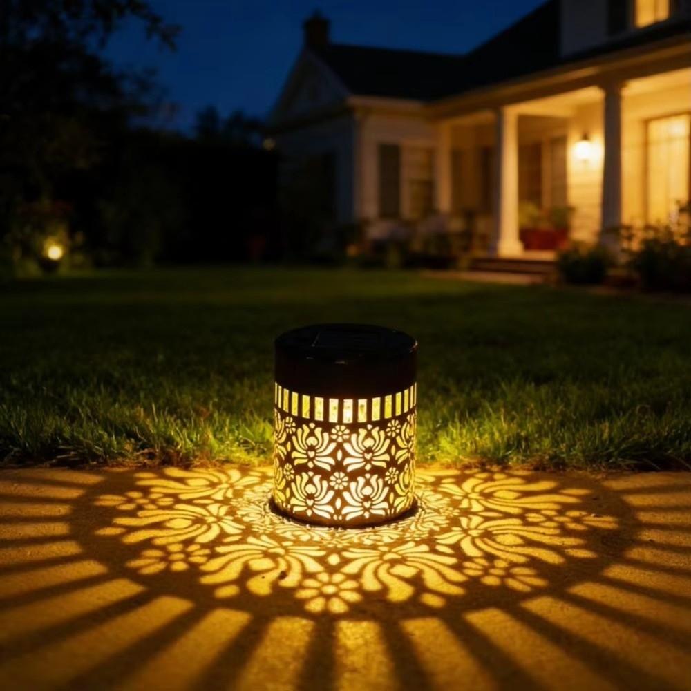 Hollow Solar Projection Lamp Flower Design Outdoor Garden Light Practical Solar Wall Lamp House