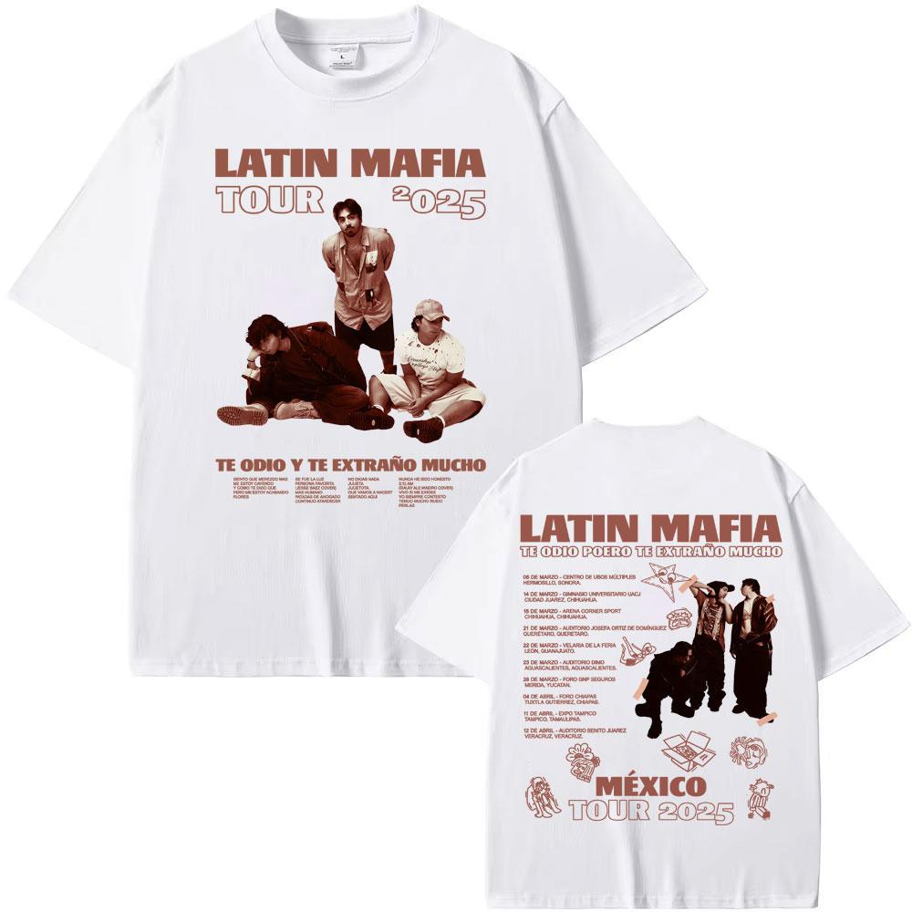 Rock Band Latin Mafia Mexico Tour 2025 Graphic T-shirts Men's Clothing Harajuku Hip Hop Punk Oversized T Shirt Unisex Streetwear