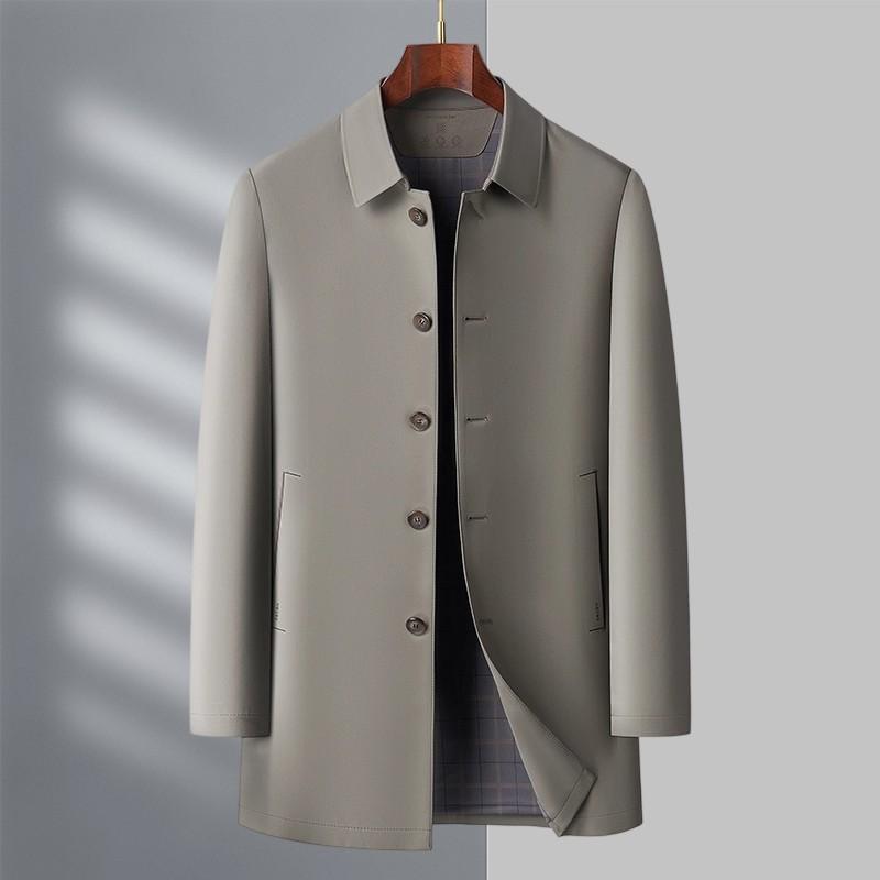 Spring and Autumn New High-end Medium and Long Trench Coat Middle-aged Business Casual Lapel Jacket Dad Outfit