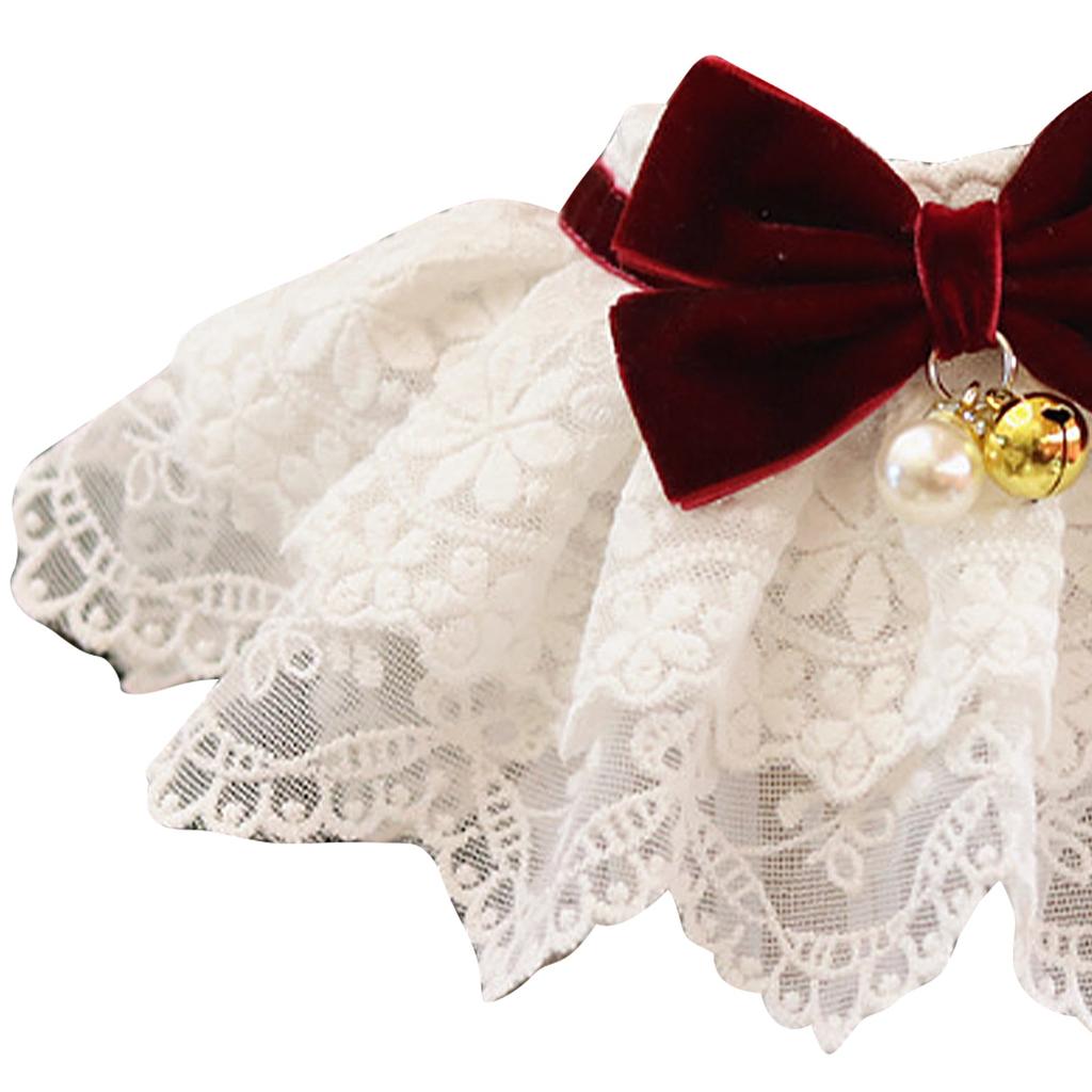 Pet Lace Bibs Collar Cute Bow Soft Easy To Wear Comfortable Bib Scarf for Dog Cat Decoration Wine