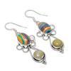 Rainbow Calsilica Gemstone 925 Sterling Silver Jewelry Earring 2.36" KJ-826