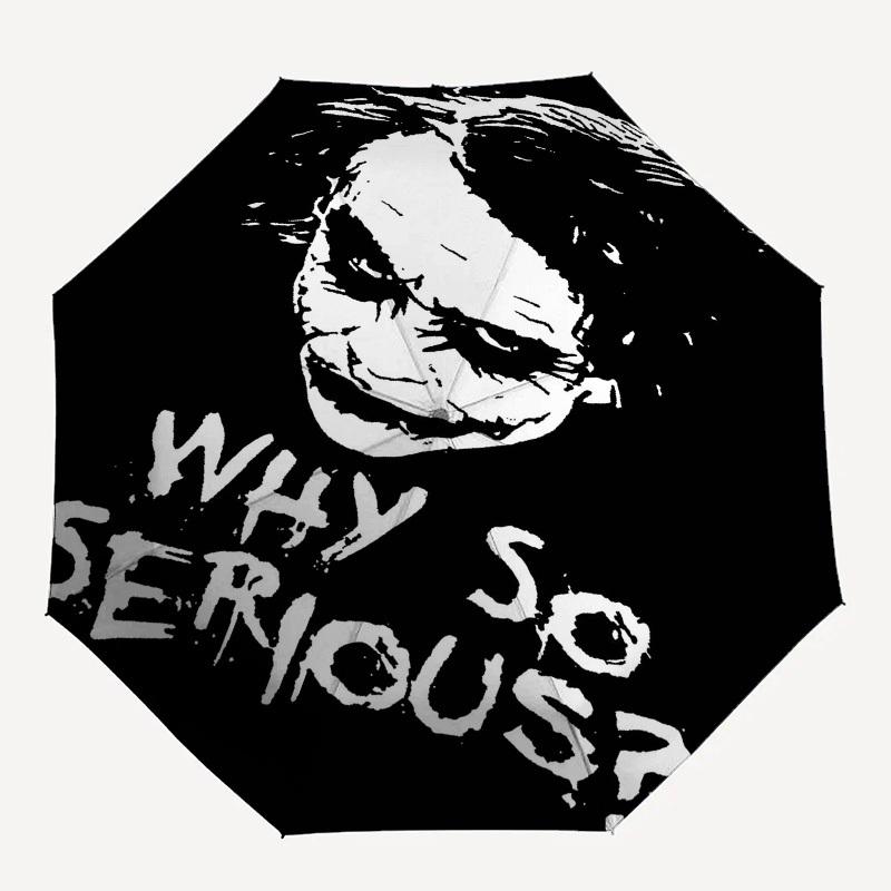 

1pc Joker Why So Serious Automatic Open Close Umbrella with 8-Rib Windproof Canopy Compact Portable Travel Umbrella10282