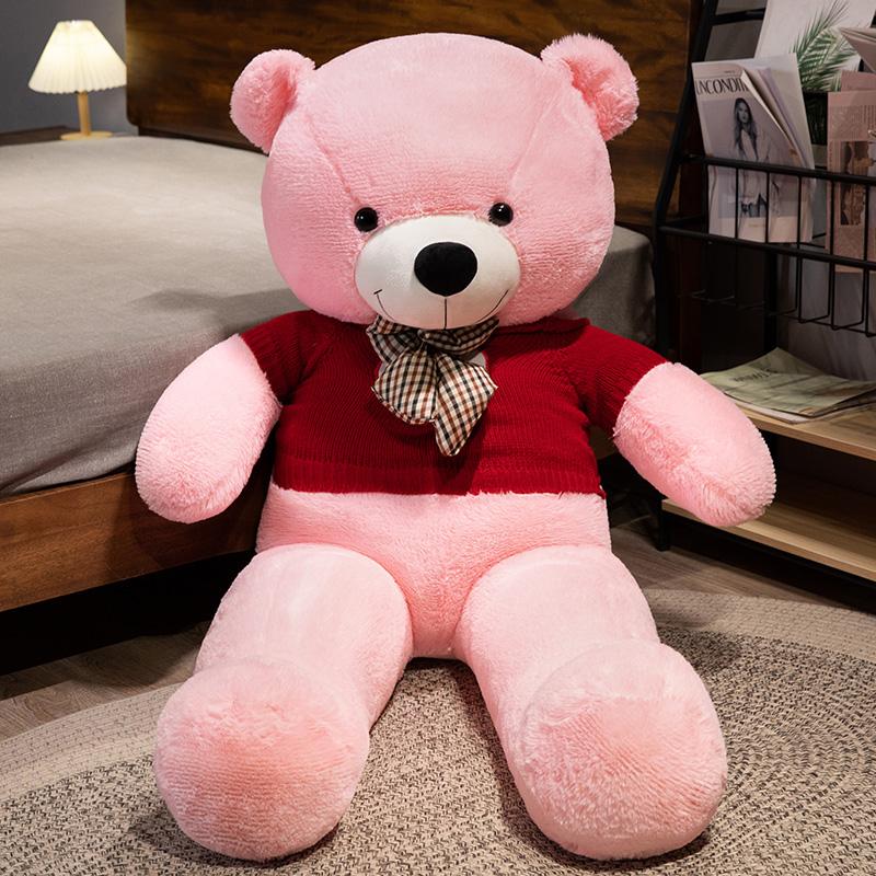 New 100cm Giant Dressed Sweater Bear Bowknot Multiple Color Options Plush Animals Dolls Super Soft Baby Soothing Toys Gift Decor