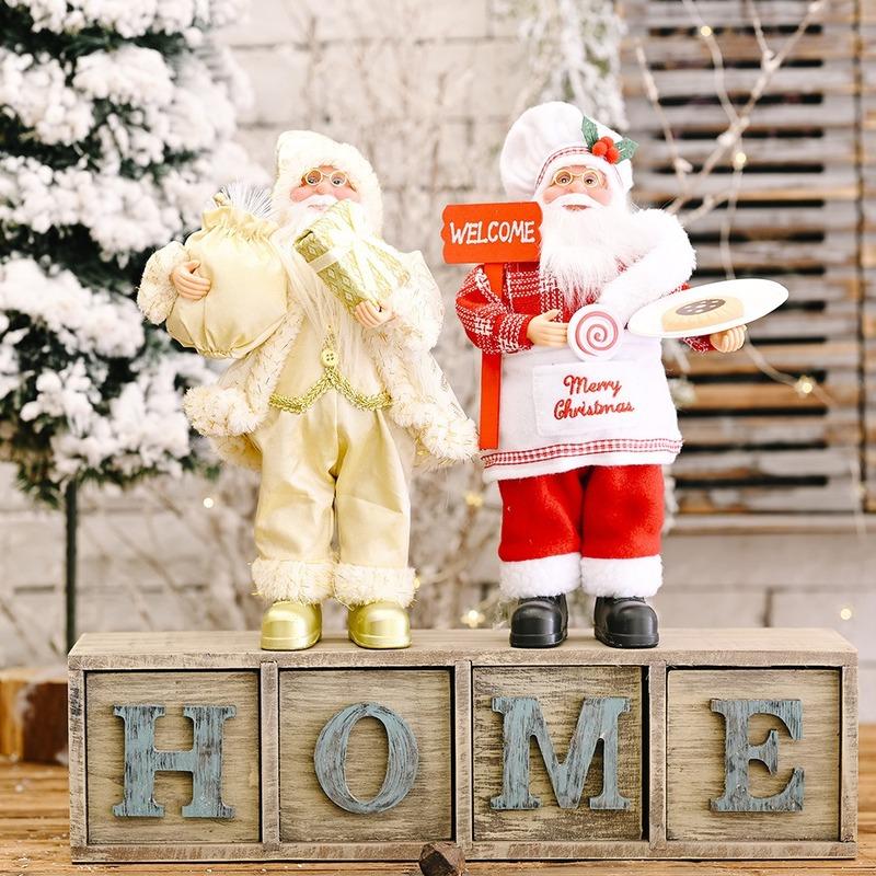 Christmas Decorations Standing Posture Santa Claus Doll Christmas Plastic Doll Creative Toy Decoration