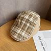 Retro Plaid Patchwork Newsboy Cap For Women Spring Summer Fashion Sun Protection
