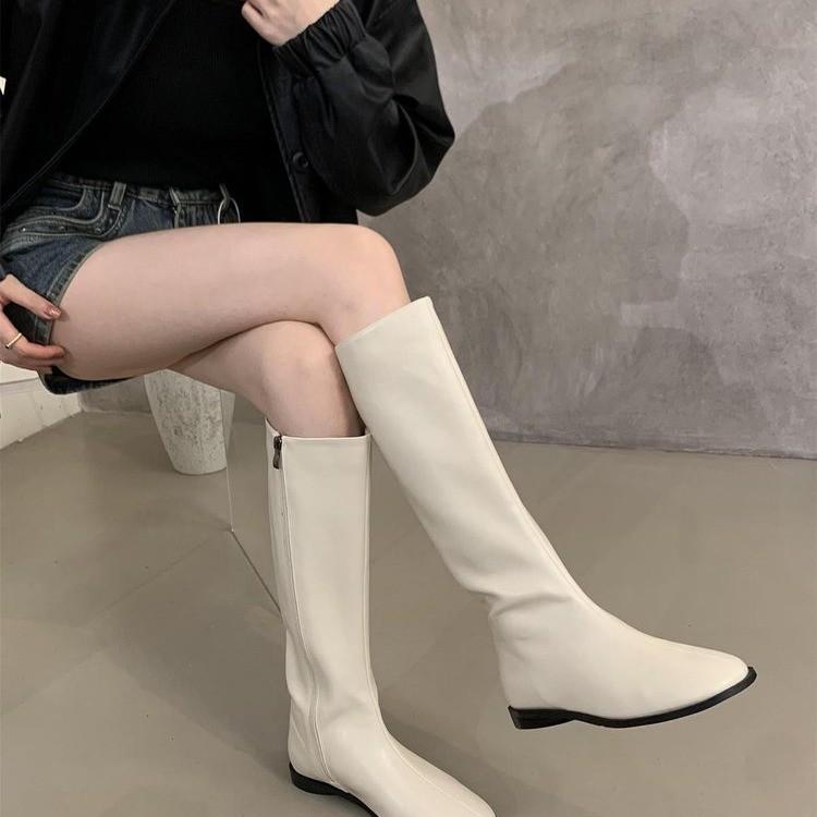 Soft Leather British Style 2025 Knight Boots Round Head Thick Low Heel Autumn and Winter Thin Boots But Knee Versatile Fashion Women's Boots