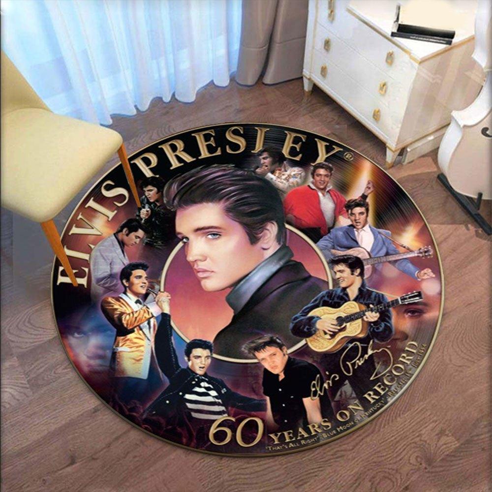 Elvis Presley: 60 Years On Record Commemorative CoinRound Non-Slip Chair Mat Chair Carpet for Office Rugs for Office Decor Gift For Valentine's Day Mo
