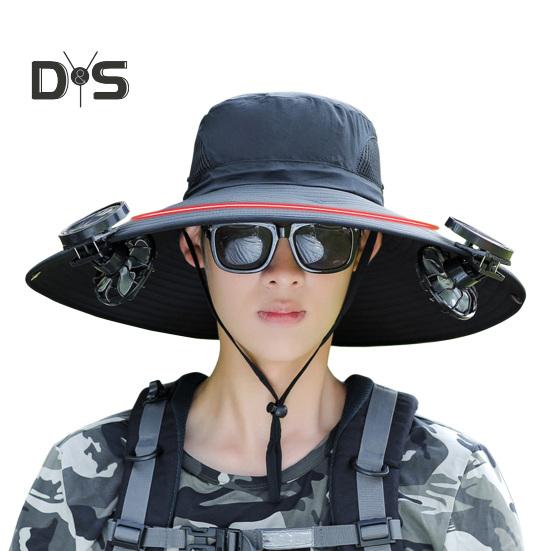 

Капелюх із сонячним вентилятором Капелюх із захистом від ультрафіолетового випромінювання UPF 50+ із подвійними вентиляторами охолодження, дихаючий, чоловіки, жінки, літні заходи на свіжому повітрі, риболовля, сонцезахисна шапка з широкими полями D