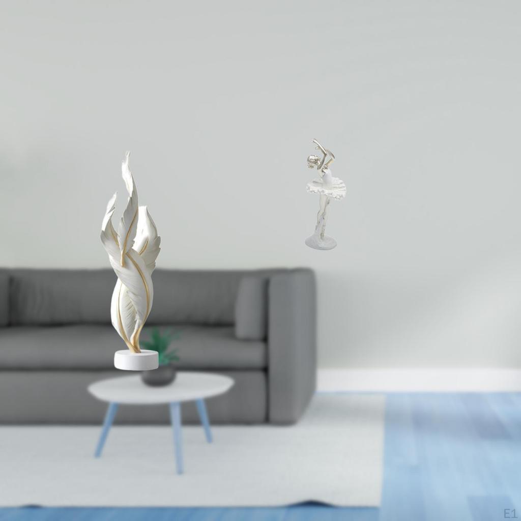 Feather Ballerina Sculpture Modern Statue Resin Collection Art Crafts Desktop Ornament Decorative