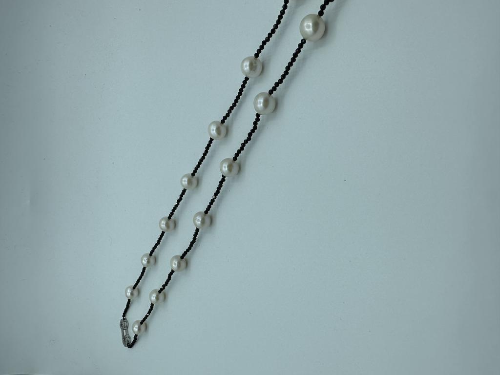 New Arrival 10mm Freshwater Pearl With Black Spinelle Sweater Necklace Fashion Natural Freshwater Pearl Jewelry S925 Necklace