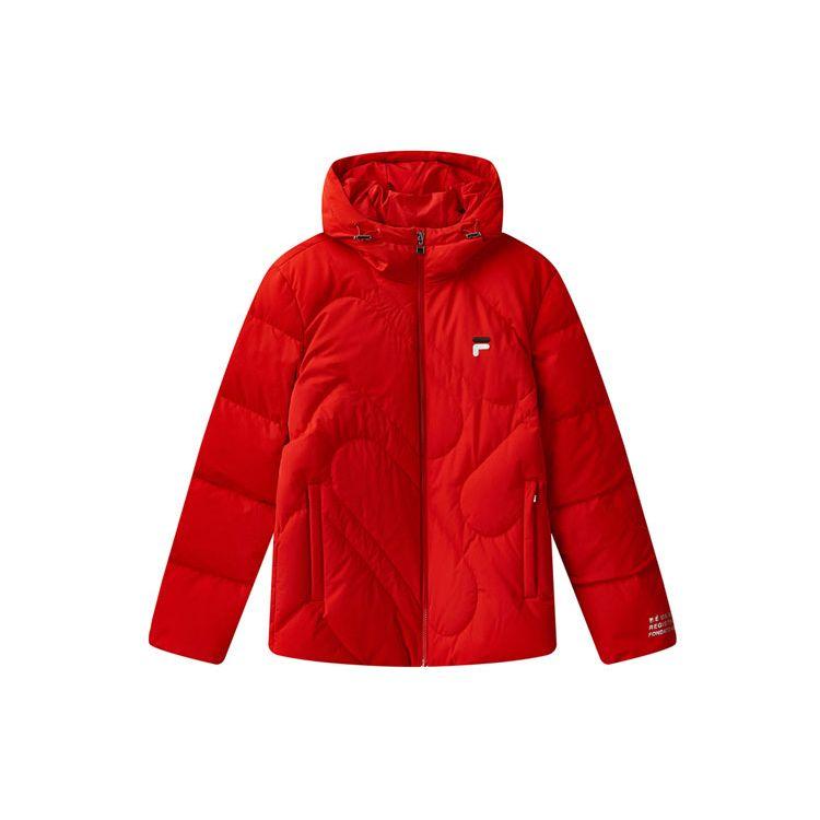 FILA Logo Print Warm Down Jacket Unisex Jacket Legendary-Red F11M048925F-RD