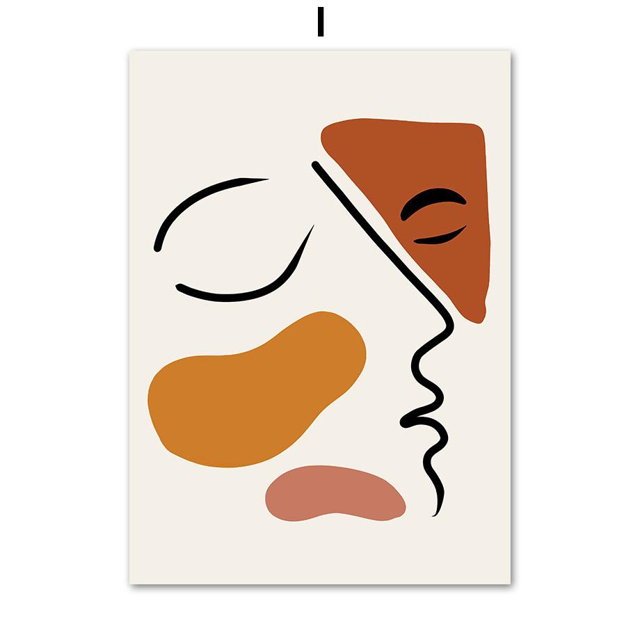 

Boho Abstract Line Geometry Women Face Leaf Plant Pigeon Art Prints, Canvas Painting Posters, Wall Pictures, Living Room, Home D 21x30cm No Framed