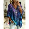 T-shirt da Donna Taglie Forti con Scollo a V e Maniche a Pipistrello Stampa Etnica Bohemien Top Largo Estivo Comodo Traspirante per il Pendolarismo Quotidiano Casual
