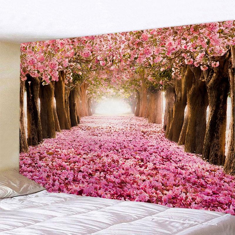 VIKAMA Japanese Cherry Blossom Tapestry Oriental Landscape Wall Hanging Decor for Bedroom Living Room Home Decor