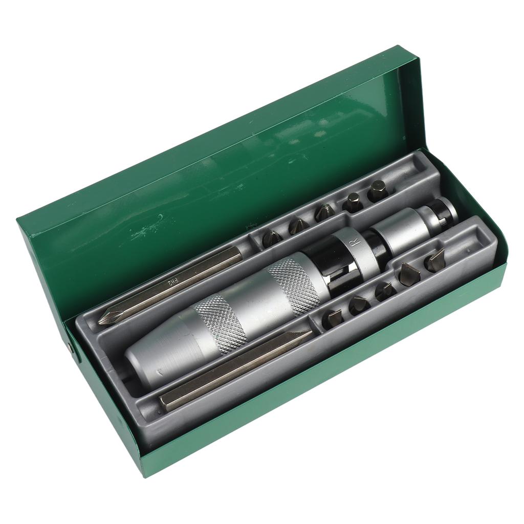 14 Pcs 1 2  Impact Screwdriver Set Kit with Metal Box Reversible Hand Tool for Repairing