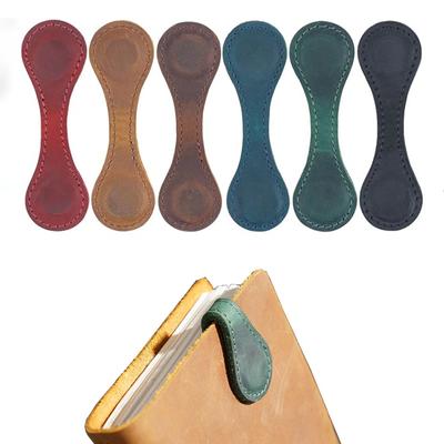 Magnetic Leather Bookmark Double-sided Magnetic Buckle Magnet Clip Notebook Book Markers Page Divider Staionery Supplies