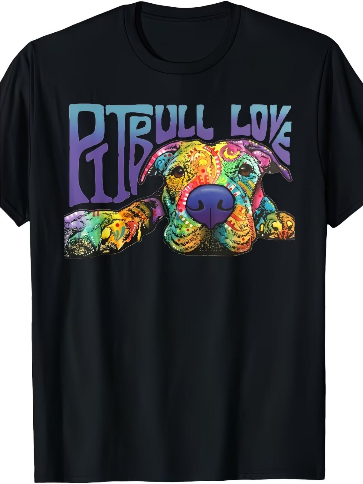 Футболка s Pitbull Love - 100% Хлопок Черная Повседневная Футболка с Мордой Питбуля XXXXL