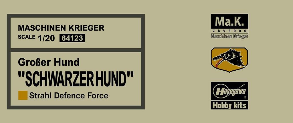 Hasegawa Maschinen Krieger Space Humanoid Unmanned Interceptor Scale Plastic Model Kit 64123 "Grosserhund Schwarzhund" 1/20
