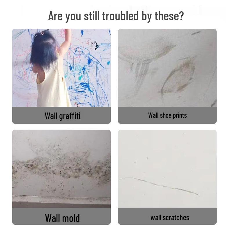 Liangjie Shi Wall Repair & Stain Removal Kit with Crayon & Graffiti Cover, Latex Paint, Small Roller Brush for Household Walls