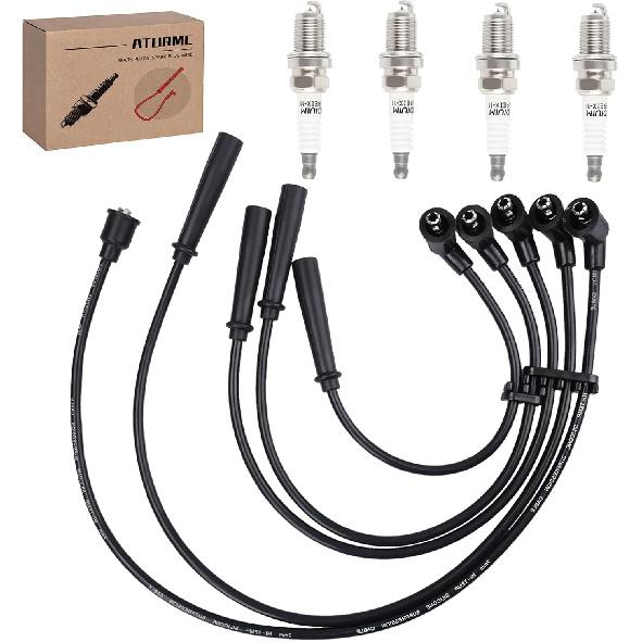 Set of 4 PCS Ignition Spark Plug Wires 32702-P0A-A00 8028 RC-HE73 671-4179 & 4 Iridium Spark Plugs Set Compatible with 1998-2001 Honda Accord DX