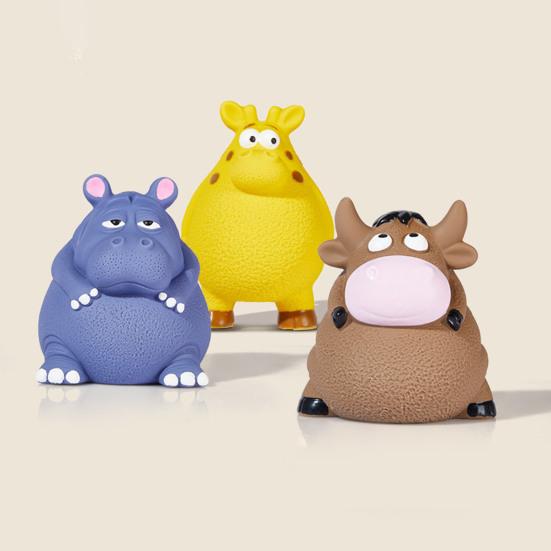 Squeaky Dog Chew Toy for Small Medium Large Dogs Cartoon Animal Design Interactive Latex Dog Toy for Anxiety Relief Teeth Cleaning