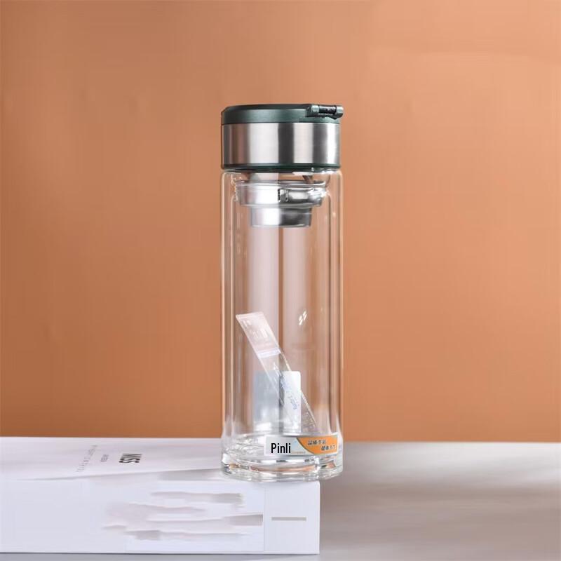 DuoLi Double-Layer Borosilicate Glass Water Bottle