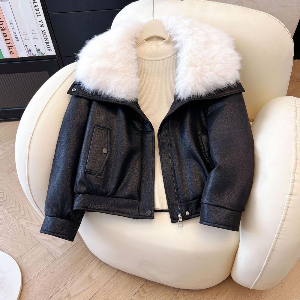 Imitation fox hair big fur collar fur women's jacket 2025 new thickened warm down cotton cotton jacket