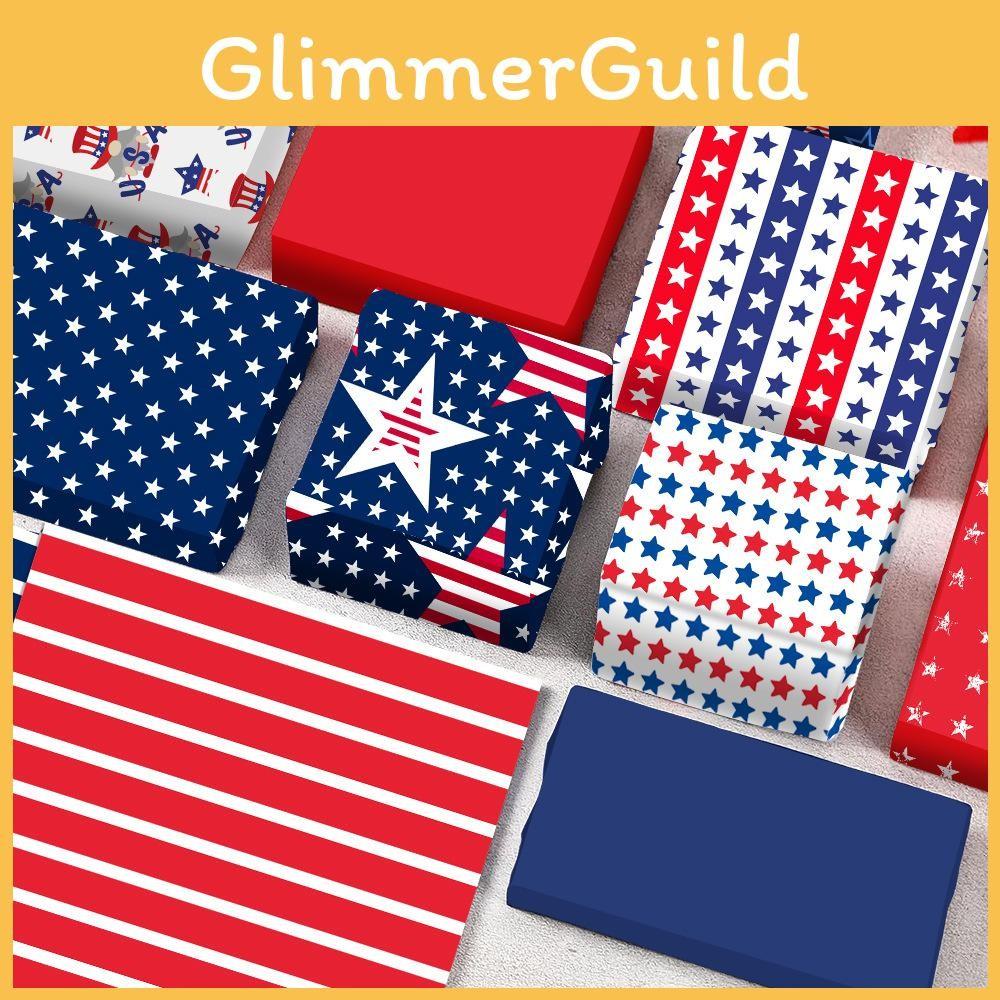Independence Themed Day Striped Star Balloon Pattern Gift Box Packaging Paper