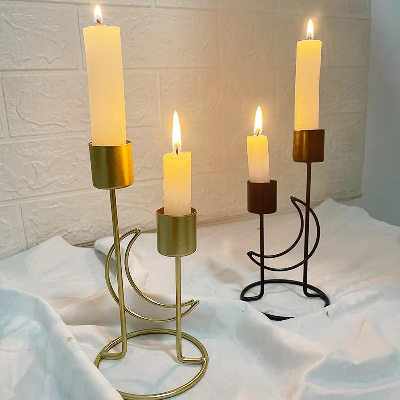 Candle Holder 1pcs Iron Candle Holder Crafts Romantic Candlelight Living Room Bedroom Ornaments Metal Home Decoration