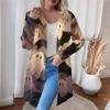 Women's Fashion Casual Halloween Printed Mid-Length Irregular Hem Cardigan Jacket