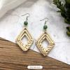 Vintage Mori Grass and Rattan Woven Handmade Earrings Bohemian Vacation Style Stud Earrings Female Ethnic Style Summer Ear Jewelry
