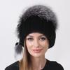 Natural Knitted Mink Fur Hat Stylish Women Winter Warm Fluffy Fox Fur Cap Fashion Beanies Thick Knitted Hats