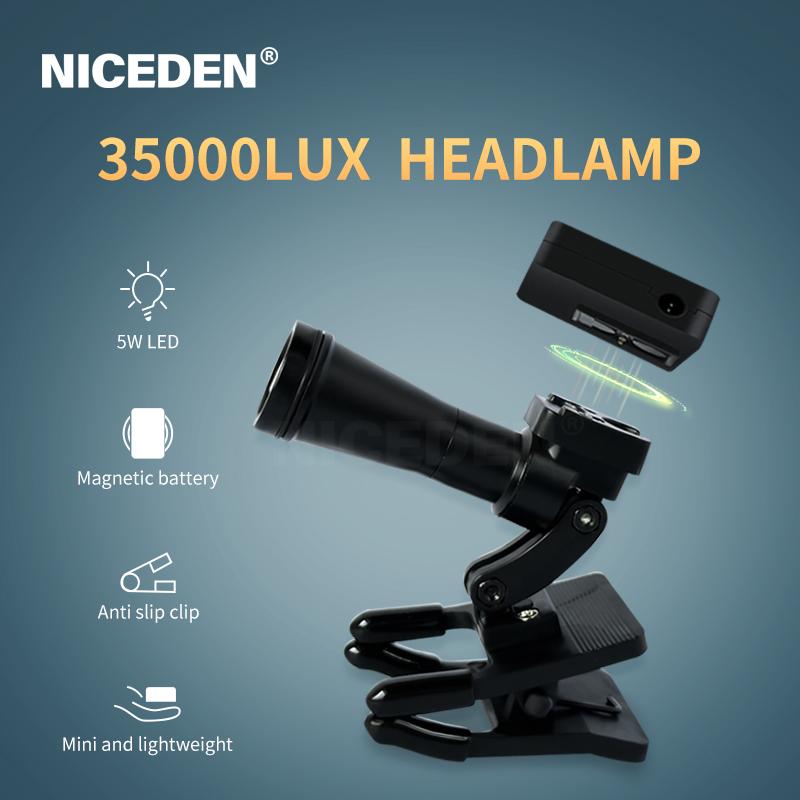 NICEDEN 2025 Hot Selling Dental Headlight 5w Headlight with Super Strong Spotlight of 35000lux Clear and Transparent
